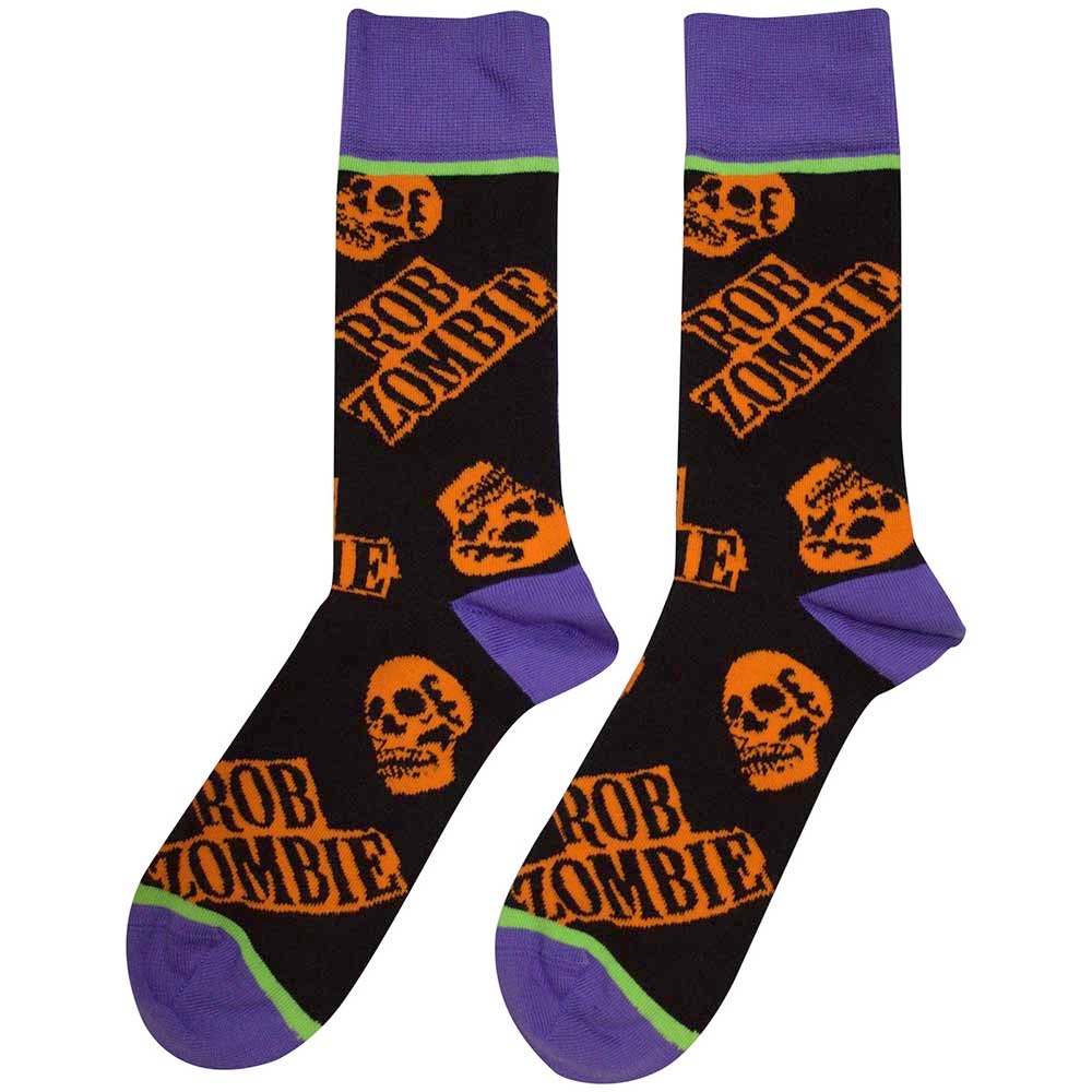 Rob Zombie - Orange Skulls Sokken - Zwart/Multicolours